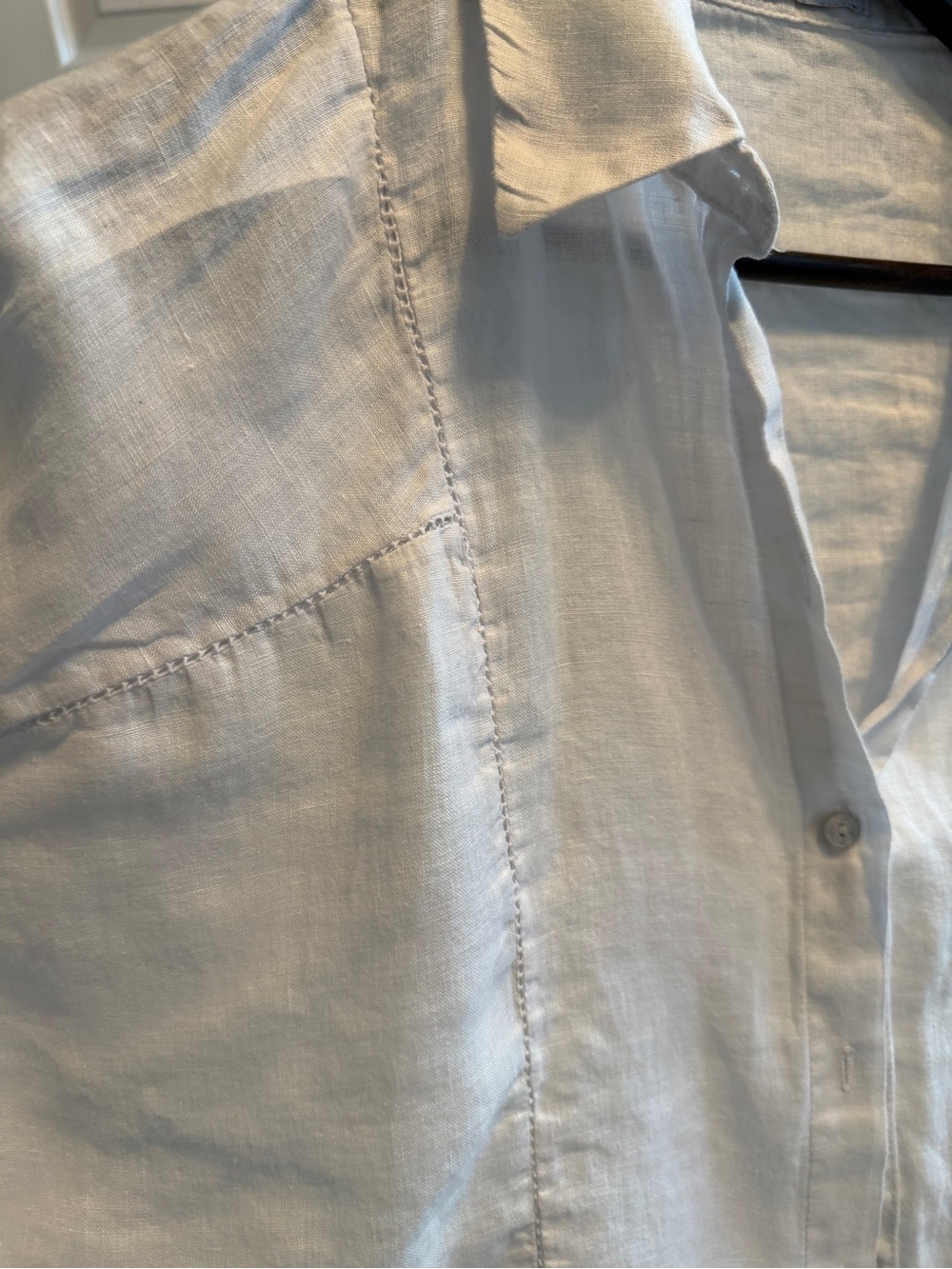 Mango White Linen Casual Button-Down Shirt